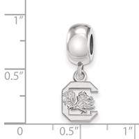 Sterling Silver Rhodium-plated LogoArt University of South Carolina Extra Small Dangle Bead Charm view 4