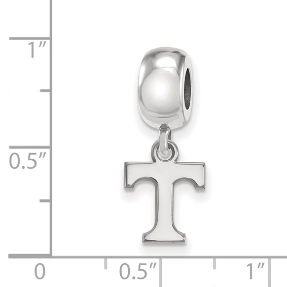 Sterling Silver Rhodium-plated LogoArt University of Tennessee Letter T Extra Small Dangle Bead Charm