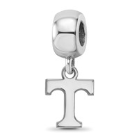 Sterling Silver Rhodium-plated LogoArt University of Tennessee Letter T Extra Small Dangle Bead Charm view 1