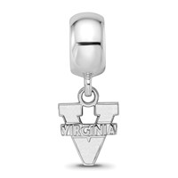 Sterling Silver Rhodium-plated LogoArt University of Virginia Extra Small Dangle Bead Charm view 3