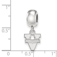 Sterling Silver Rhodium-plated LogoArt University of Virginia Extra Small Dangle Bead Charm view 4