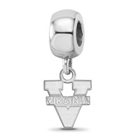 Sterling Silver Rhodium-plated LogoArt University of Virginia Extra Small Dangle Bead Charm view 1