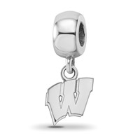 Sterling Silver Rhodium-plated LogoArt University of Wisconsin Letter W Extra Small Dangle Bead Charm view 1