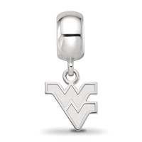 Sterling Silver Rhodium-plated LogoArt West Virginia University W-v Extra Small Dangle Bead Charm view 3