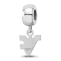 Sterling Silver Rhodium-plated LogoArt West Virginia University W-v Extra Small Dangle Bead Charm view 5