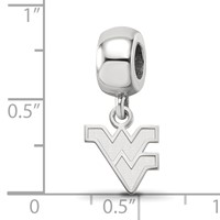 Sterling Silver Rhodium-plated LogoArt West Virginia University W-v Extra Small Dangle Bead Charm view 4