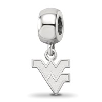Sterling Silver Rhodium-plated LogoArt West Virginia University W-v Extra Small Dangle Bead Charm view 1
