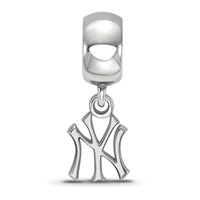 Sterling Silver Rhodium Plated Major League Baseball LogoArt New York Yankees N-y Dangle Bead view 2