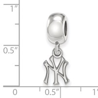 Sterling Silver Rhodium Plated Major League Baseball LogoArt New York Yankees N-y Dangle Bead view 3