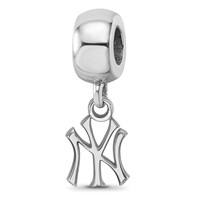 Sterling Silver Rhodium Plated Major League Baseball LogoArt New York Yankees N-y Dangle Bead view 1