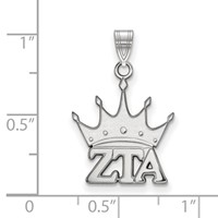 Sterling Silver Rhodium-plated LogoArt Zeta Tau Alpha Sorority Symbol Small Pendant view 2