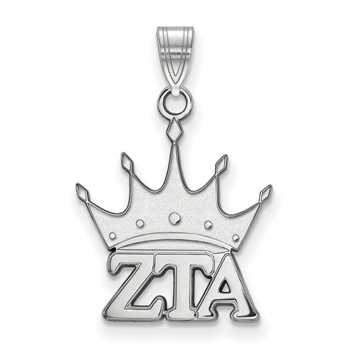 Sterling Silver Rhodium-plated LogoArt Zeta Tau Alpha Sorority Symbol Small Pendant