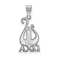 Sterling Silver Rhodium-plated LogoArt Alpha Chi Omega Sorority Symbol Large Pendant view 1