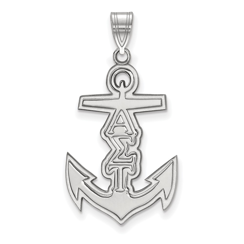 Sterling Silver Rhodium-plated LogoArt Alpha Sigma Tau Sorority Symbol Medium Pendant