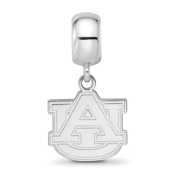 Sterling Silver Rhodium-plated LogoArt Auburn University A-U Small Dangle Bead Charm