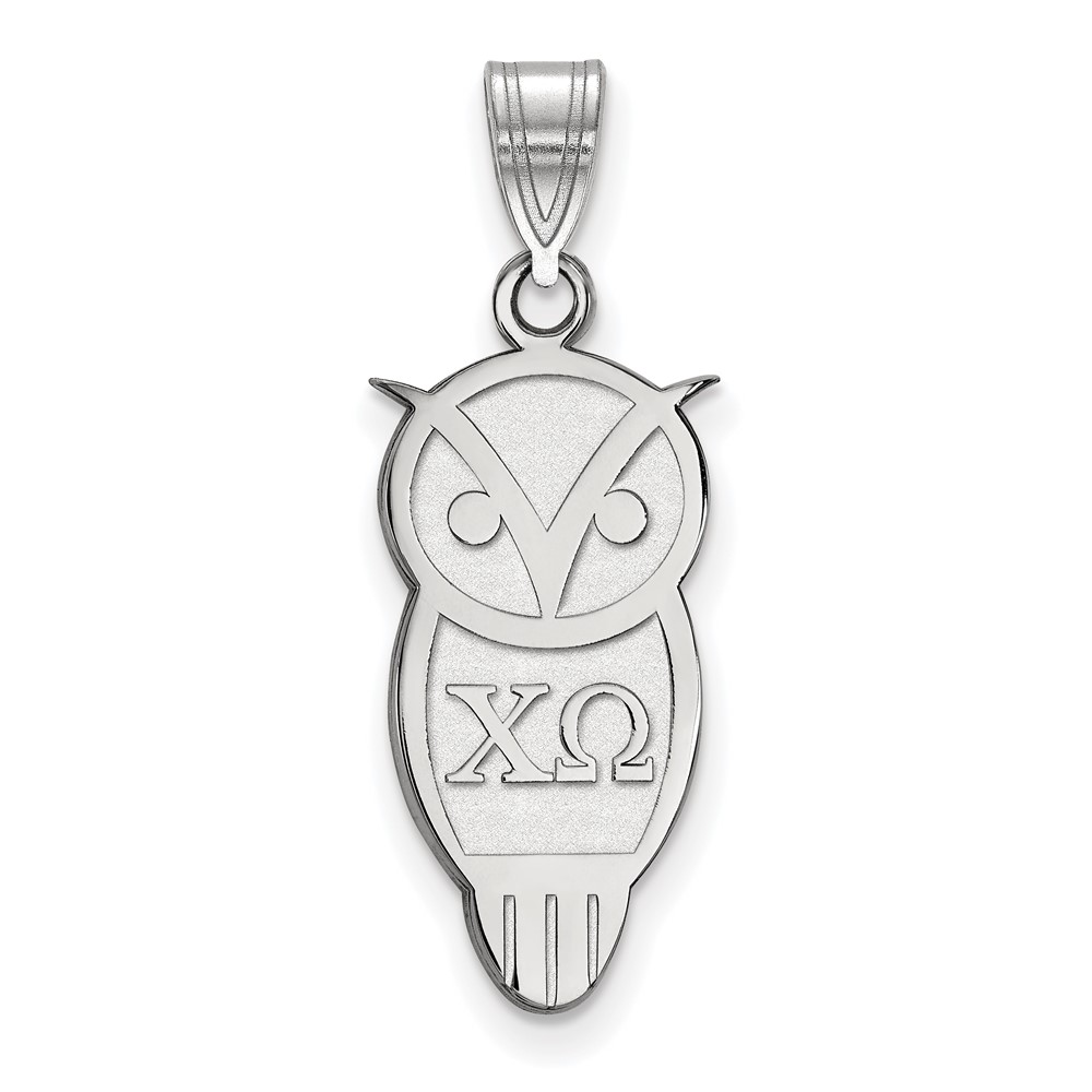 Sterling Silver Rhodium-plated LogoArt Chi Omega Sorority Symbol Medium Pendant