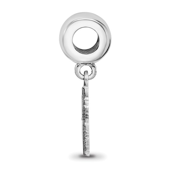 Sterling Silver Rhodium-plated LogoArt Clemson University Tiger Paw Small Dangle Bead Charm