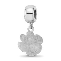 Sterling Silver Rhodium-plated LogoArt Clemson University Tiger Paw Small Dangle Bead Charm view 5
