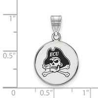Sterling Silver Rhodium-plated LogoArt East Carolina University Pirate Medium Enameled Disc Pendant view 2