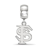 Sterling Silver Rhodium-plated LogoArt Florida State University F-s Small Dangle Bead Charm view 2