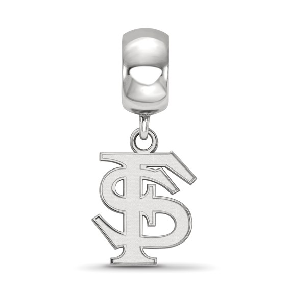 Sterling Silver Rhodium-plated LogoArt Florida State University F-S Small Dangle Bead Charm