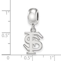 Sterling Silver Rhodium-plated LogoArt Florida State University F-s Small Dangle Bead Charm view 3
