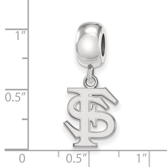 Sterling Silver Rhodium-plated LogoArt Florida State University F-S Small Dangle Bead Charm