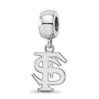 Sterling Silver Rhodium-plated LogoArt Florida State University F-s Small Dangle Bead Charm view 1