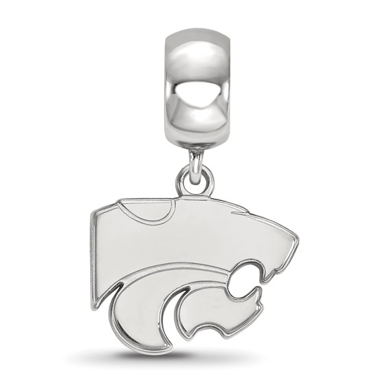 Sterling Silver Rhodium-plated LogoArt Kansas State University Wildcat Small Dangle Bead Charm