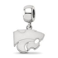 Sterling Silver Rhodium-plated LogoArt Kansas State University Wildcat Small Dangle Bead Charm view 1