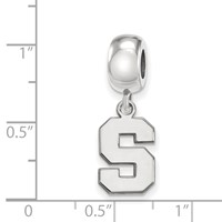Sterling Silver Rhodium-plated LogoArt Michigan State University Letter S Small Dangle Bead Charm view 3