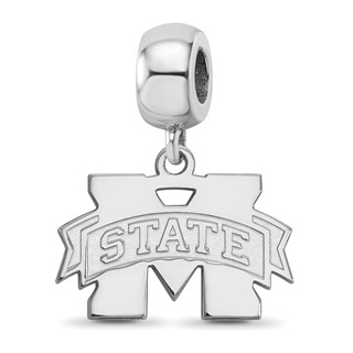 Sterling S. Rh-p LogoArt Mississippi State University Small Dangle Bead