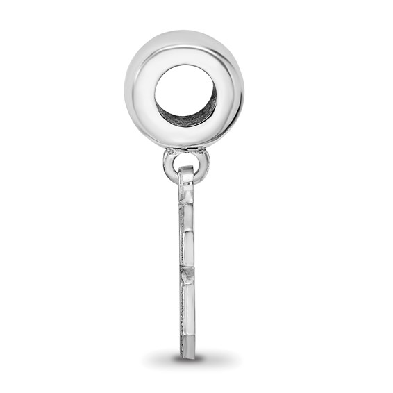 Sterling Silver Rhodium-plated LogoArt North Carolina State University N-C-S Small Dangle Bead Charm