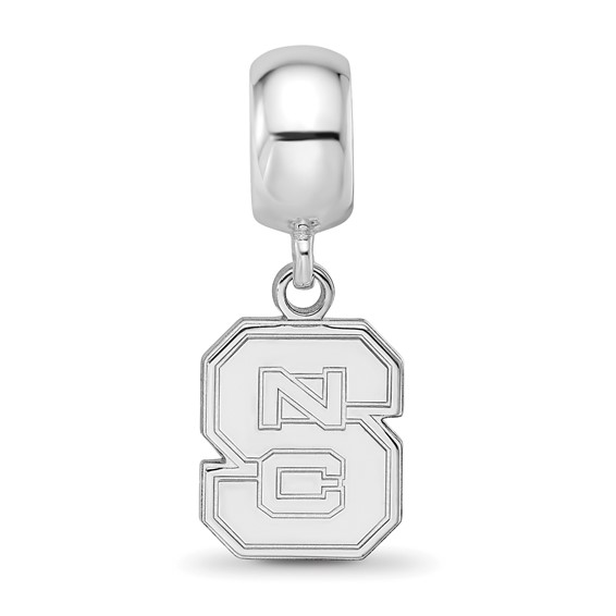 Sterling Silver Rhodium-plated LogoArt North Carolina State University N-C-S Small Dangle Bead Charm