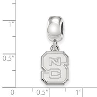 Sterling Silver Rhodium-plated LogoArt North Carolina State University N-c-s Small Dangle Bead Charm view 4