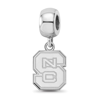 Sterling Silver Rhodium-plated LogoArt North Carolina State University N-C-S Small Dangle Bead Charm