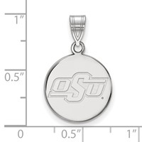 Sterling Silver Rhodium-plated LogoArt Oklahoma State University O-s-u Small Disc Pendant view 2