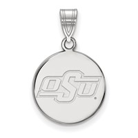 Sterling Silver Rhodium-plated LogoArt Oklahoma State University O-s-u Small Disc Pendant view 1