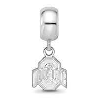 Sterling Silver Rhodium-plated LogoArt the Ohio State University Extra Small Dangle Bead Charm view 3