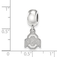 Sterling Silver Rhodium-plated LogoArt the Ohio State University Extra Small Dangle Bead Charm view 5