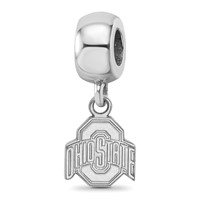 Sterling Silver Rhodium-plated LogoArt the Ohio State University Extra Small Dangle Bead Charm view 1