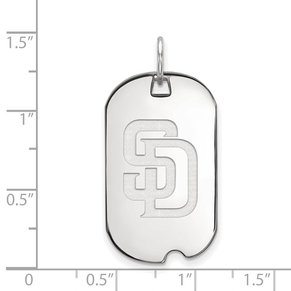 Sterling Silver Rhodium Plated Major League Baseball LogoArt San Diego Padres Dog Tag Pendant