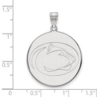 Sterling Silver Rhodium-plated LogoArt Penn State University Lion Extra Large Disc Pendant view 2