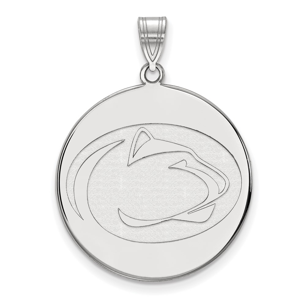 Sterling Silver Rhodium-plated LogoArt Penn State University Lion Extra Large Disc Pendant