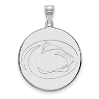 Sterling Silver Rhodium-plated LogoArt Penn State University Lion Extra Large Disc Pendant view 1