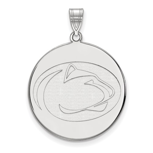 Sterling Silver Rhodium-plated LogoArt Penn State University Lion Extra Large Disc Pendant
