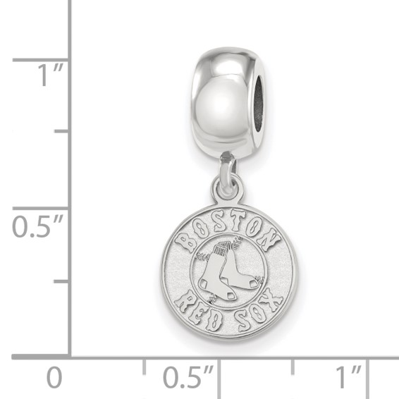 Sterling Silver Rhodium Plated Major League Baseball LogoArt Boston Red Sox Small Dangle Bead