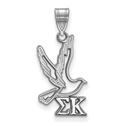 Sterling Silver Rhodium-plated LogoArt Sigma Kappa Sorority Symbol Medium Pendant
