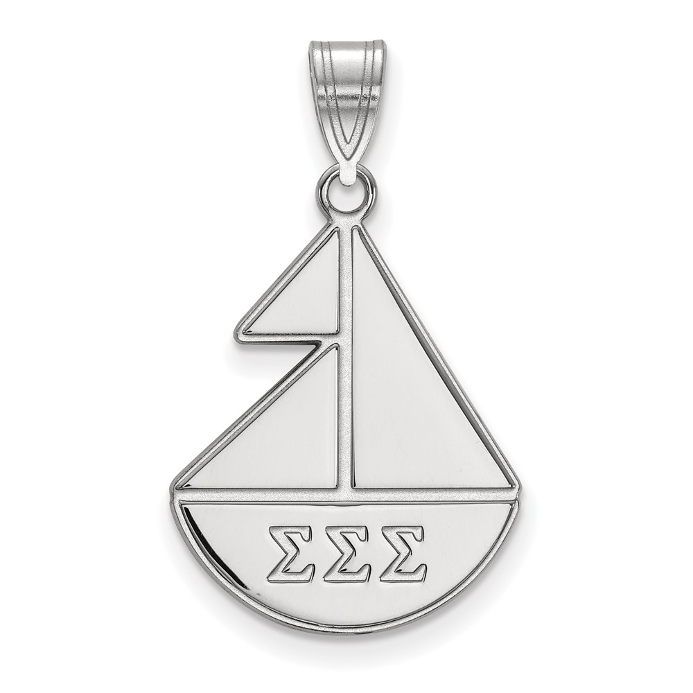 Sterling Silver Rhodium-plated LogoArt Sigma Sigma Sigma Sorority Symbol Medium Pendant