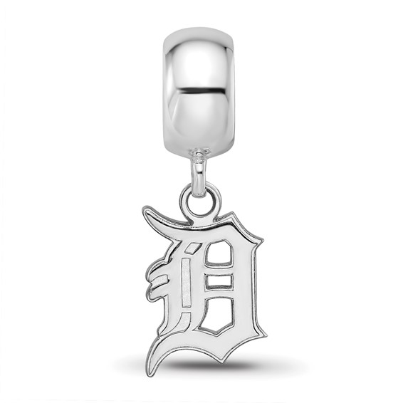 Sterling Silver Rhodium Plated Major League Baseball LogoArt Detroit Tigers Small Dangle Bead